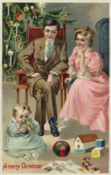 Paar mit Baby zu Weihnachten